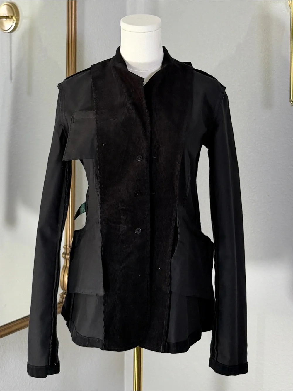 Lauren Ralph Lauren Black Fine Corduroy Fitted 3 Button Blazer Jacket Size Small